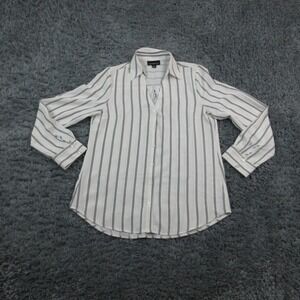 Fortune + Ivy Shirt Womens Medium White Striped Button Front Blouse Top